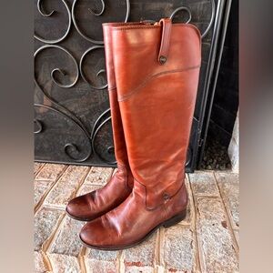 Frye Women's Melissa Tab Tall Redwood Leather Riding Boots Size 8 1/2 $428